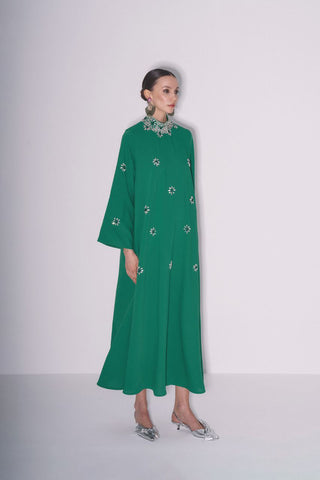 Yoshi Abaya with Embellished Crystal Collar - By Baano