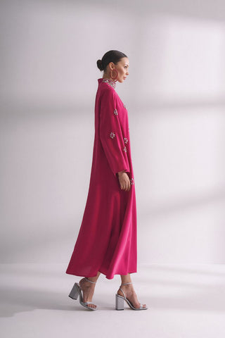 Yoshi Abaya with Embellished Crystal Collar - By Baano