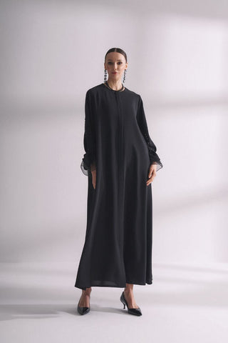 Marah Zip Front Abaya with Designed Cuffs - By Baano