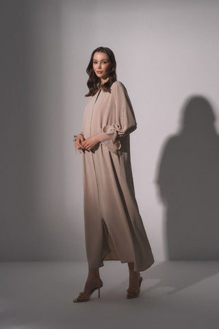 Marah Zip Front Abaya with Designed Cuffs - By Baano