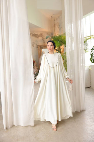 Indulge in timeless elegance with our Long Maxi Dress - Abaya - Available in 13 colors White