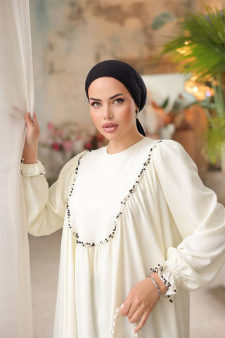 Indulge in timeless elegance with our Long Maxi Dress - Abaya - Available in 13 colors 46 White