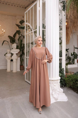 Indulge in timeless elegance with our Long Maxi Dress - Abaya - Available in 13 colors 38 Beige