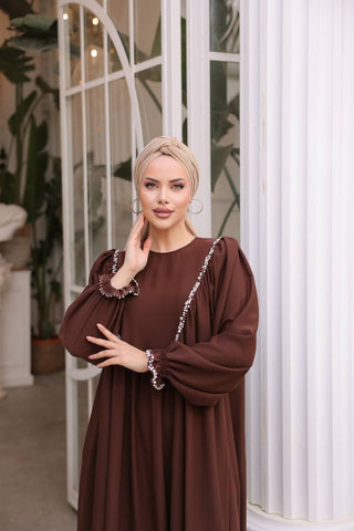 Indulge in timeless elegance with our Long Maxi Dress - Abaya - Available in 13 colors 38 Brown