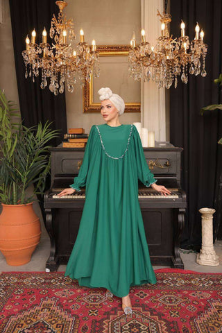 Indulge in timeless elegance with our Long Maxi Dress - Abaya - Available in 13 colors 38 Green