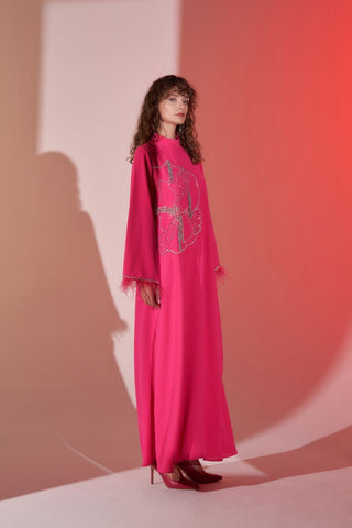 Elizabeth Pink Dress Abaya with Side Design - By Baano