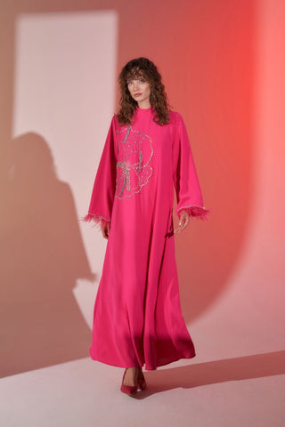 Elizabeth Pink Dress Abaya with Side Design - By Baano