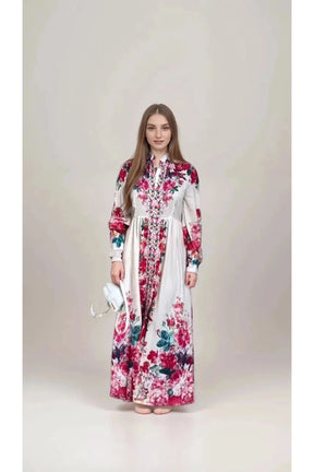 Humah Flower Party Maxi Dress with Long Sleeve