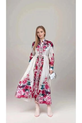 Humah Flower Party Maxi Dress with Long Sleeve