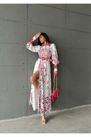 Hania Shirt Dress - Long Maxi in Floral Print - By Baano