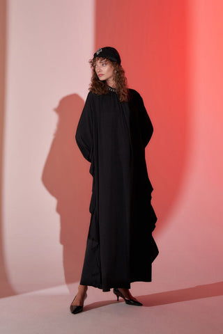 Margot Black Abaya with Side Design