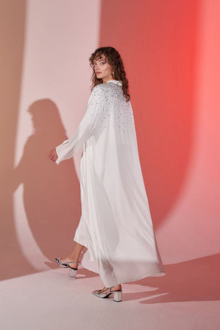 Huma Open Front White Abaya L