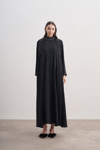 The Shikha Abaya - Black Abaya with Design Sleeve - By Baano