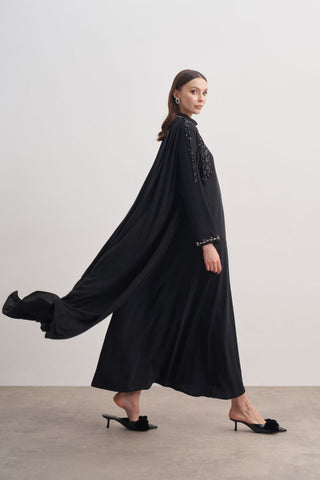 The Shikha Abaya - Black Abaya with Design Sleeve L