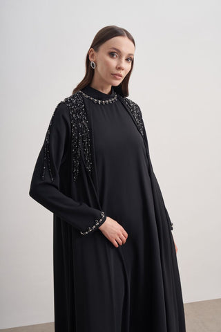 The Shikha Abaya - Black Abaya with Design Sleeve M