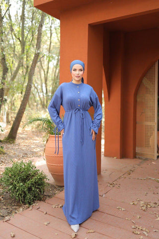 Long Maxi Dress in Nine Solid Colors Crisp Sky Blue