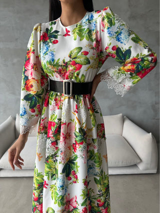 Malala Flower Garden Maxi Dress With Long Sleeves - By Baano