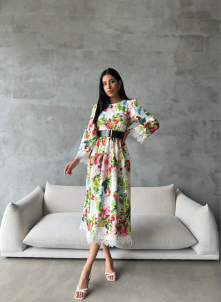 Malala Flower Garden Maxi Dress With Long Sleeves - By Baano