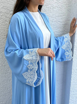 Dazzling Two-Piece Lace Sleeve Abaya - By Baano