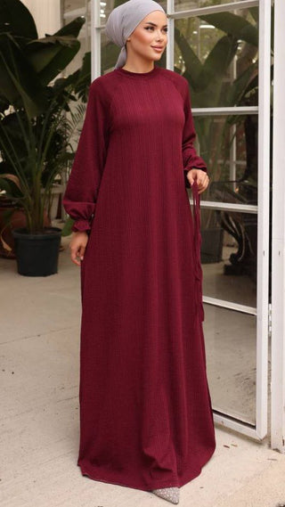 Mahtab Reglan Sleeve Abaya in Knitted Orme Fabric - Keep it Warm This Fall - By Baano