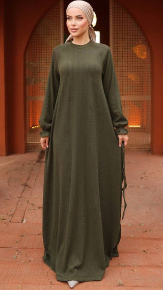 Mahtab Reglan Sleeve Abaya in Knitted Orme Fabric - Keep it Warm This Fall - By Baano