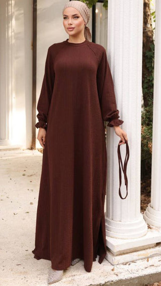 Mahtab Reglan Sleeve Abaya in Knitted Orme Fabric - Keep it Warm This Fall - By Baano