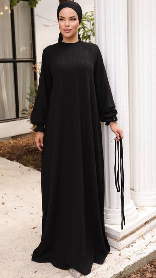 Mahtab Reglan Sleeve Abaya in Knitted Orme Fabric - Keep it Warm This Fall - By Baano