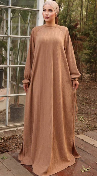 Mahtab Reglan Sleeve Abaya in Knitted Orme Fabric - Keep it Warm This Fall - By Baano