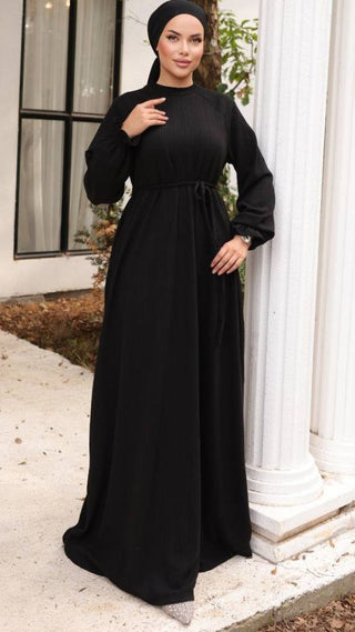 Mahtab Reglan Sleeve Abaya in Knitted Orme Fabric - Keep it Warm This Fall - By Baano