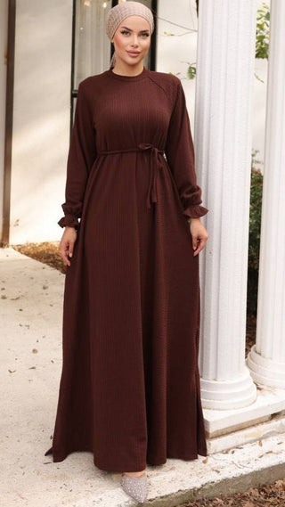 Mahtab Reglan Sleeve Abaya in Knitted Orme Fabric - Keep it Warm This Fall - By Baano