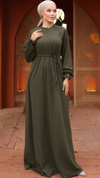 Mahtab Reglan Sleeve Abaya in Knitted Orme Fabric - Keep it Warm This Fall - By Baano