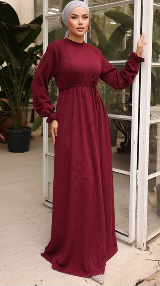 Mahtab Reglan Sleeve Abaya in Knitted Orme Fabric - Keep it Warm This Fall - By Baano