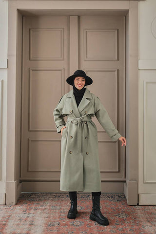 The Parnihan PREMIUM CACHET TRENCH COAT Standard Mint Green