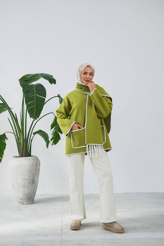 The Halimah - Embroidered  Jacket With  Front Pocket and Wrap - By Baano