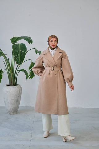 The Iconic Eva Double Breasted Balloon Sleeve Coat - By Baano