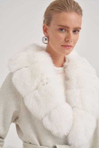 The Angela Fur Collar Coat in Snow White - By Baano