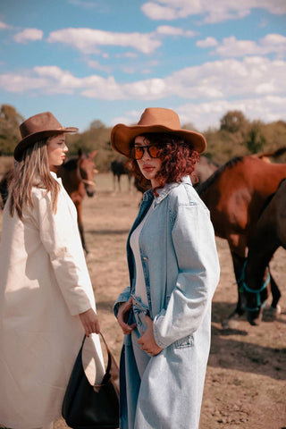 Marisa Denim Coat with Side Pockets - By Baano