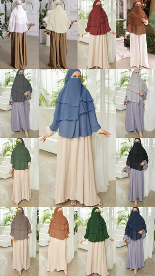 Two in One Khimar Niqab - Tie Back Hijab in High-Quality Gentle Lightweight Fabric - By Baano