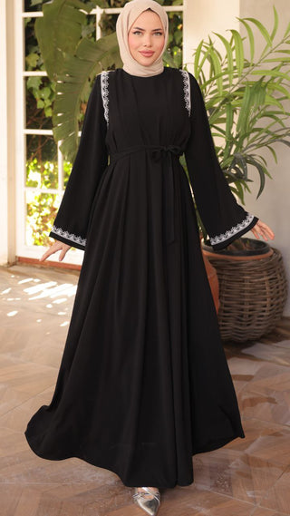 Introducing our Nila Long Abaya Dress with Long Sleeves Classic Black