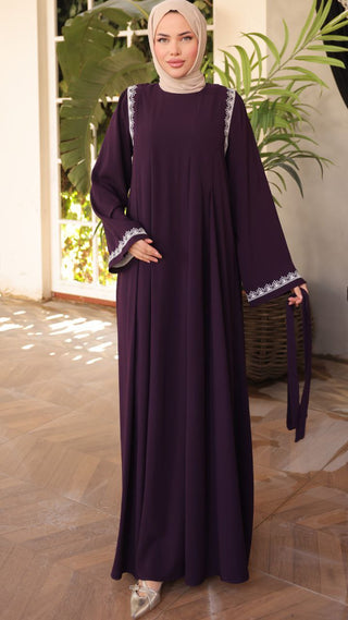 Introducing our Nila Long Abaya Dress with Long Sleeves Purple