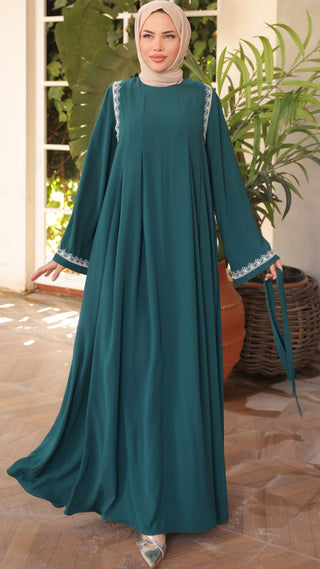 Introducing our Nila Long Abaya Dress with Long Sleeves Turquoise