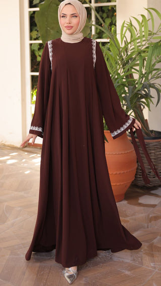 Introducing our Nila Long Abaya Dress with Long Sleeves Brown