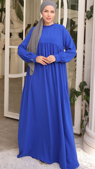 Gathered Sleeve Long Maxi Abaya Dress