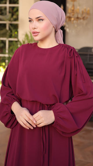 Gathered Shoulder Long Sleeve Abaya - By Baano