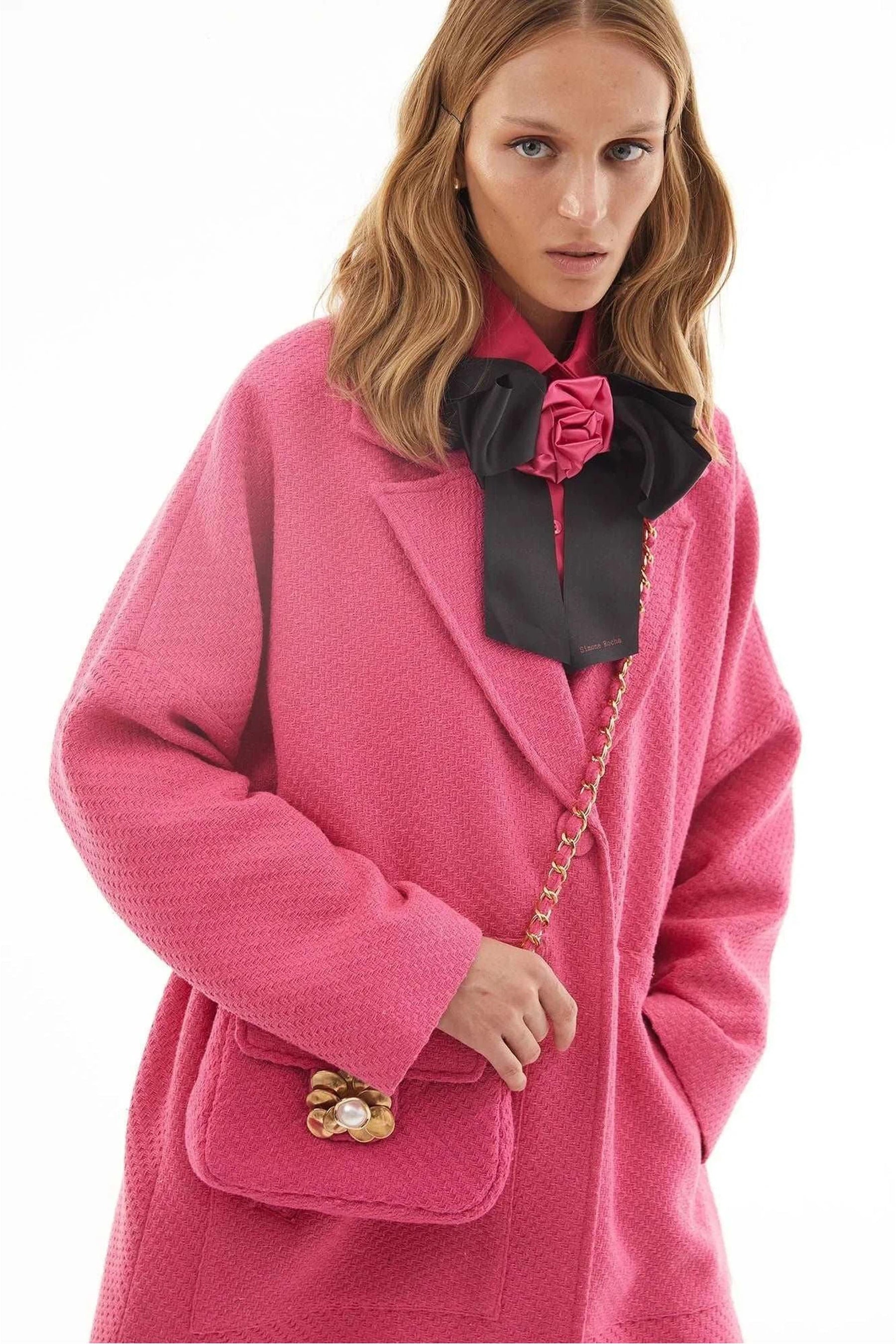 Ladies Nina Tweeted Coat in Pink - By Baano