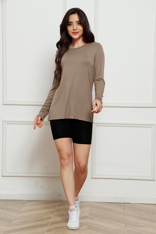 Basic Bae Full Size Round Neck Long Sleeve Top - By Baano