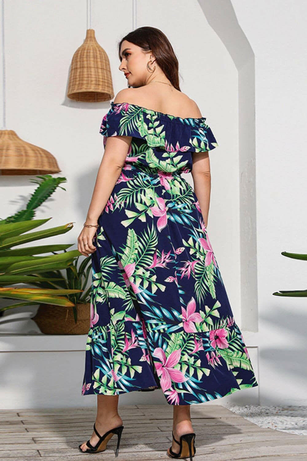 Full Size Floral Off-Shoulder Maxi Dress - By Baano