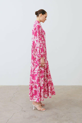 Polly Floral Maxi Dress In Light Pink - By Baano