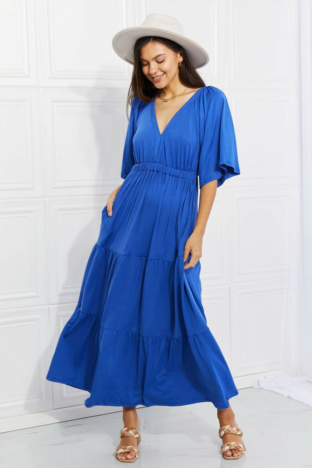 Culture Code Full Size My Muse Flare Sleeve Tiered Maxi Dress - By Baano