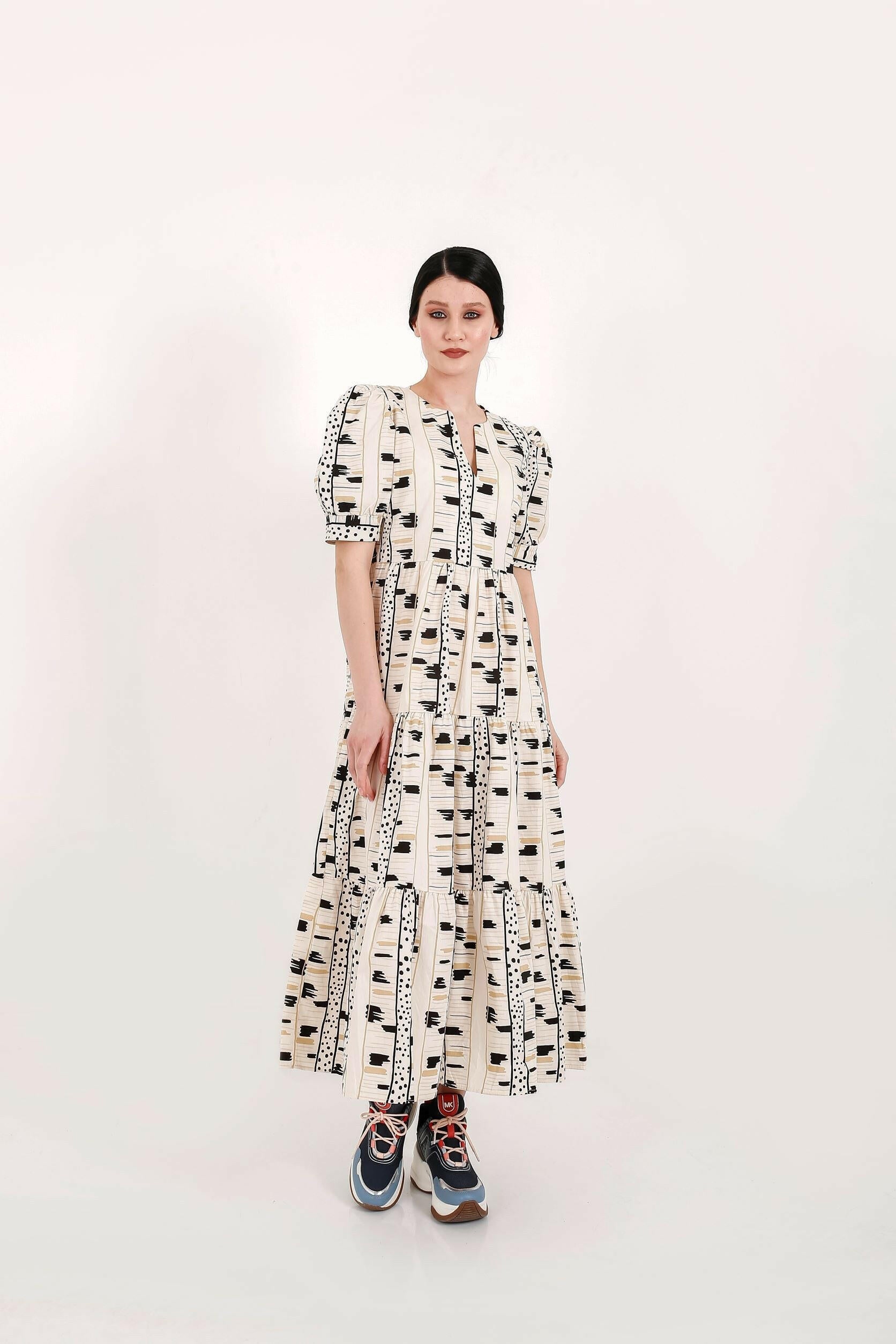 Teresa Cotton Midi Dress with Half Sleeve Dress BY Baano   